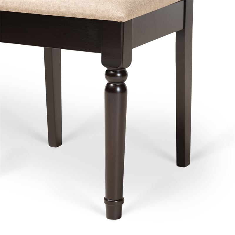 Pemberly Row 2-Piece Wood Dining Chair Set in Brown with Sand Upholstery