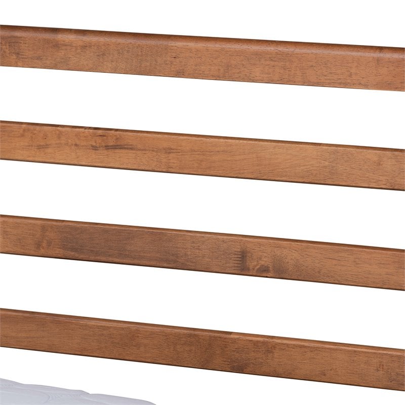 Pemberly Row Twin Platform Bed with Walnut Finish and Slatted Headboard