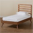 Pemberly Row Twin Platform Bed with Walnut Finish and Slatted Headboard