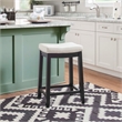 Pemberly Row Backless Counter Stool in White Faux Leather with Wood Frame