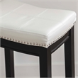 Pemberly Row Backless Counter Stool in White Faux Leather with Wood Frame