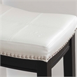 Pemberly Row Backless Counter Stool in White Faux Leather with Wood Frame