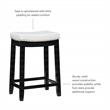 Pemberly Row Backless Counter Stool in White Faux Leather with Wood Frame