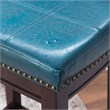Pemberly Row Backless Bar Stool in Mottled Blue Faux Leather with Wood Legs