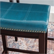 Pemberly Row Backless Bar Stool in Mottled Blue Faux Leather with Wood Legs