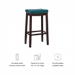 Pemberly Row Backless Bar Stool in Mottled Blue Faux Leather with Wood Legs