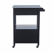 Pemberly Row Granite Top Wood Rolling Kitchen Cart Storage Black Finish