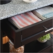 Pemberly Row Granite Top Wood Rolling Kitchen Cart Storage Black Finish