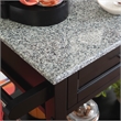 Pemberly Row Granite Top Wood Rolling Kitchen Cart Storage Black Finish