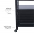 Pemberly Row Granite Top Wood Rolling Kitchen Cart Storage Black Finish
