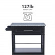 Pemberly Row Granite Top Wood Rolling Kitchen Cart Storage Black Finish