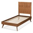 Pemberly Row Walnut Brown Twin Platform Bed with Adjustable Headboard