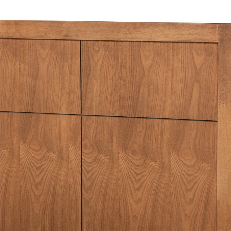 Pemberly Row Walnut Brown Twin Platform Bed with Adjustable Headboard