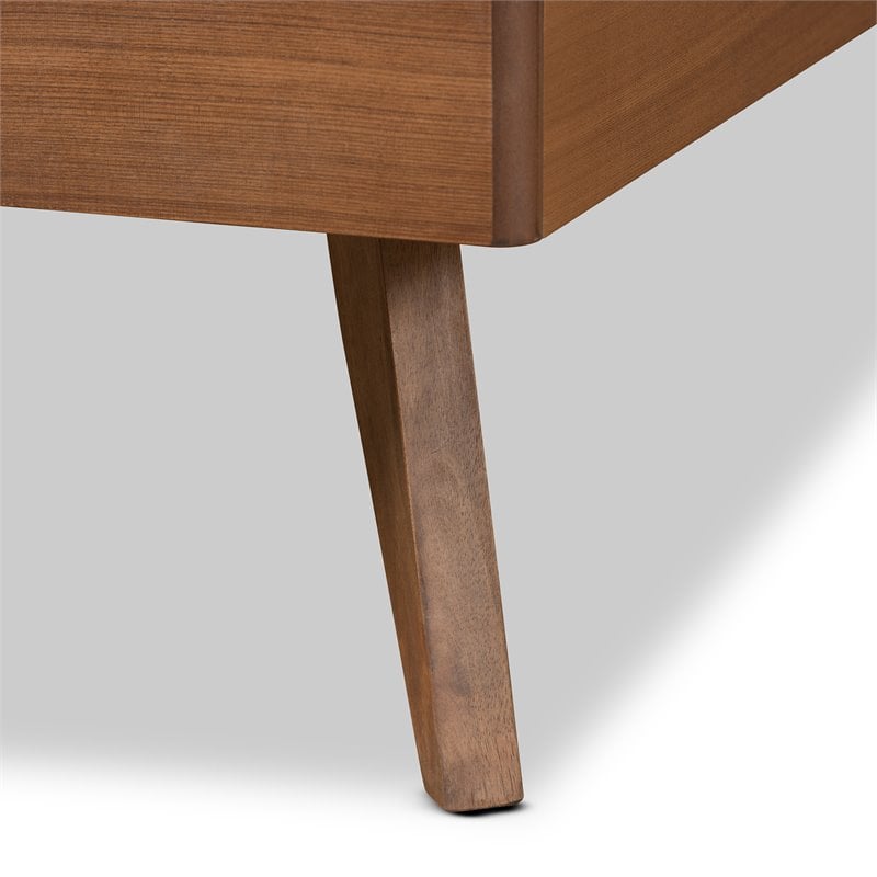 Pemberly Row Walnut Brown Twin Platform Bed with Adjustable Headboard