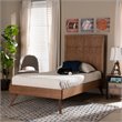 Pemberly Row Walnut Brown Twin Platform Bed with Adjustable Headboard