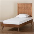 Pemberly Row Walnut Brown Twin Platform Bed with Adjustable Headboard