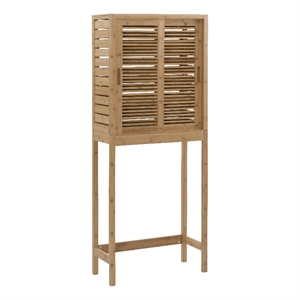 Pemberly Row Bamboo Over-the-Toilet Cabinet with Sliding Doors in Natural