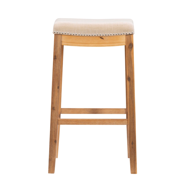 Pemberly Row Rustic Bar Stool Acacia Wood Frame in Natural Finish