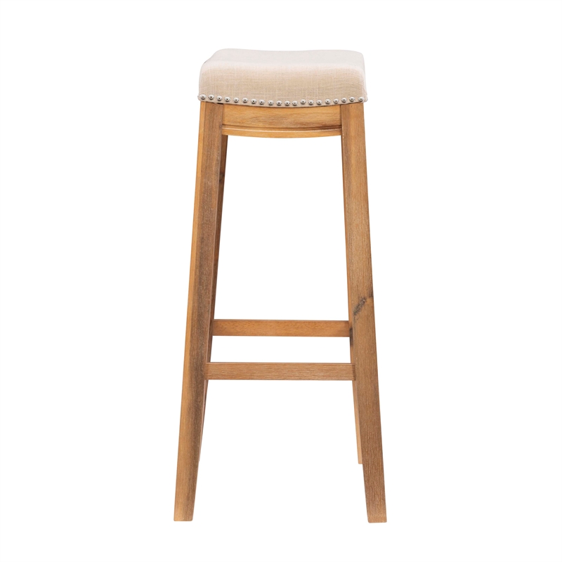 Pemberly Row Rustic Bar Stool Acacia Wood Frame in Natural Finish