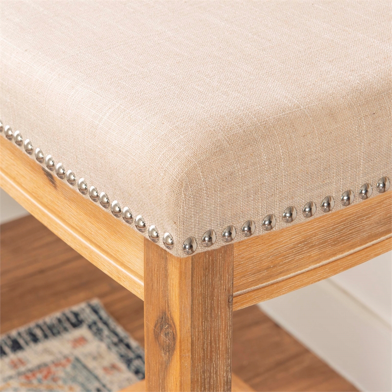 Pemberly Row Rustic Bar Stool Acacia Wood Frame in Natural Finish