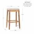 Pemberly Row Rustic Bar Stool Acacia Wood Frame in Natural Finish
