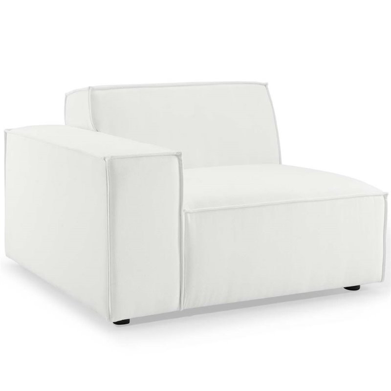 Pemberly Row 6-Piece Fabric Sectional Sofa in White with French Piping