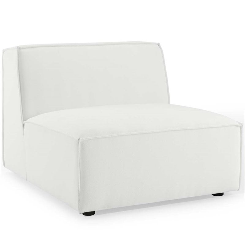 Pemberly Row 6-Piece Fabric Sectional Sofa in White with French Piping