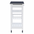 Pemberly Row Rolling Kitchen Storage Cart with Stainless Steel Top in White
