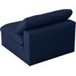 Pemberly Row Armless Chair in Navy Durable Linen Fabric with Down Cushions