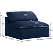 Pemberly Row Armless Chair in Navy Durable Linen Fabric with Down Cushions