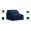 Pemberly Row Armless Chair in Navy Durable Linen Fabric with Down Cushions