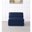 Pemberly Row Armless Chair in Navy Durable Linen Fabric with Down Cushions