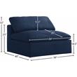 Pemberly Row Armless Chair in Navy Durable Linen Fabric with Down Cushions