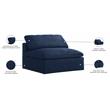 Pemberly Row Armless Chair in Navy Durable Linen Fabric with Down Cushions