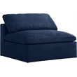 Pemberly Row Armless Chair in Navy Durable Linen Fabric with Down Cushions