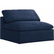 Pemberly Row Armless Chair in Navy Durable Linen Fabric with Down Cushions