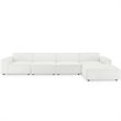 Pemberly Row 5-Piece White Modern Polyester Fabric Sectional Sofa