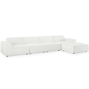 Pemberly Row 5-Piece White Modern Polyester Fabric Sectional Sofa