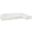 Pemberly Row 5-Piece White Modern Polyester Fabric Sectional Sofa