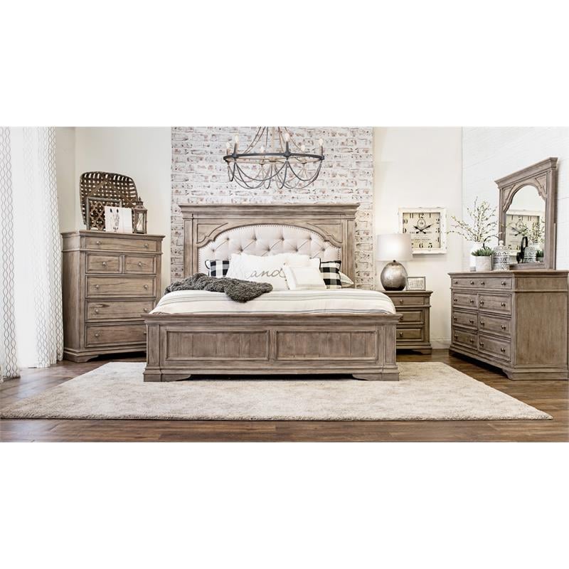 Pemberly Row 8-Drawer Driftwood Finish Dresser with Mirror