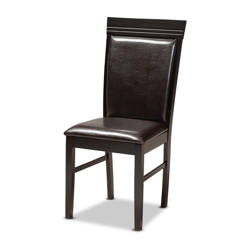 Pemberly Row Modern 5-Piece Dining Set with Faux Leather in Dark Brown