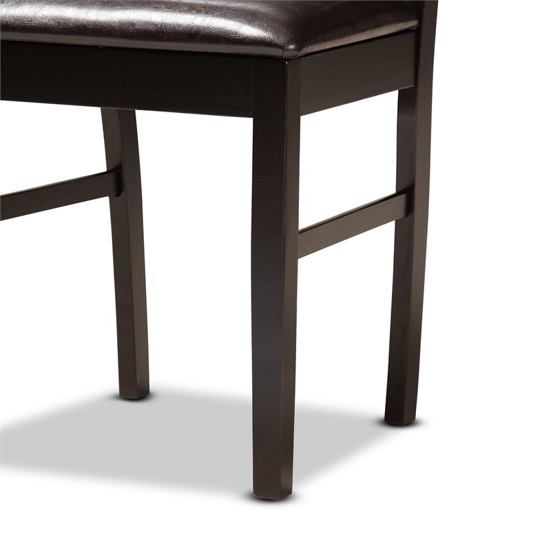 Pemberly Row Modern 5-Piece Dining Set with Faux Leather in Dark Brown