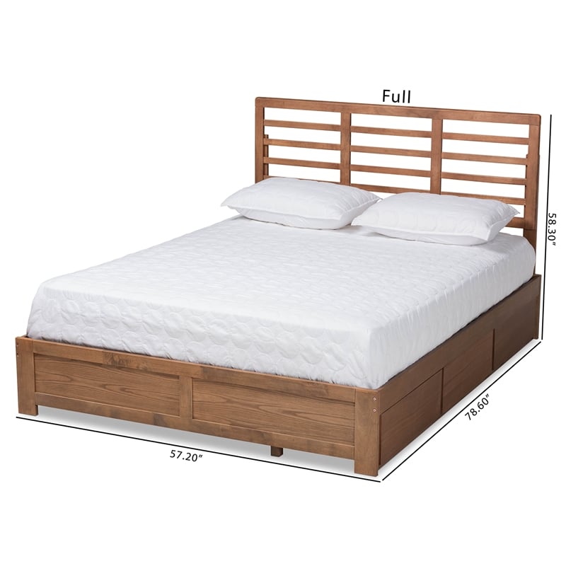 Pemberly Row Piera King Wood Bed with 3 Drawers Ash Walnut Finish