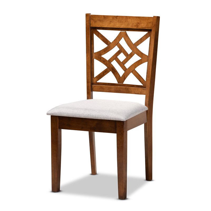 Pemberly Row Grey Fabric and Brown Wood 7-Piece Walnut Dining Set