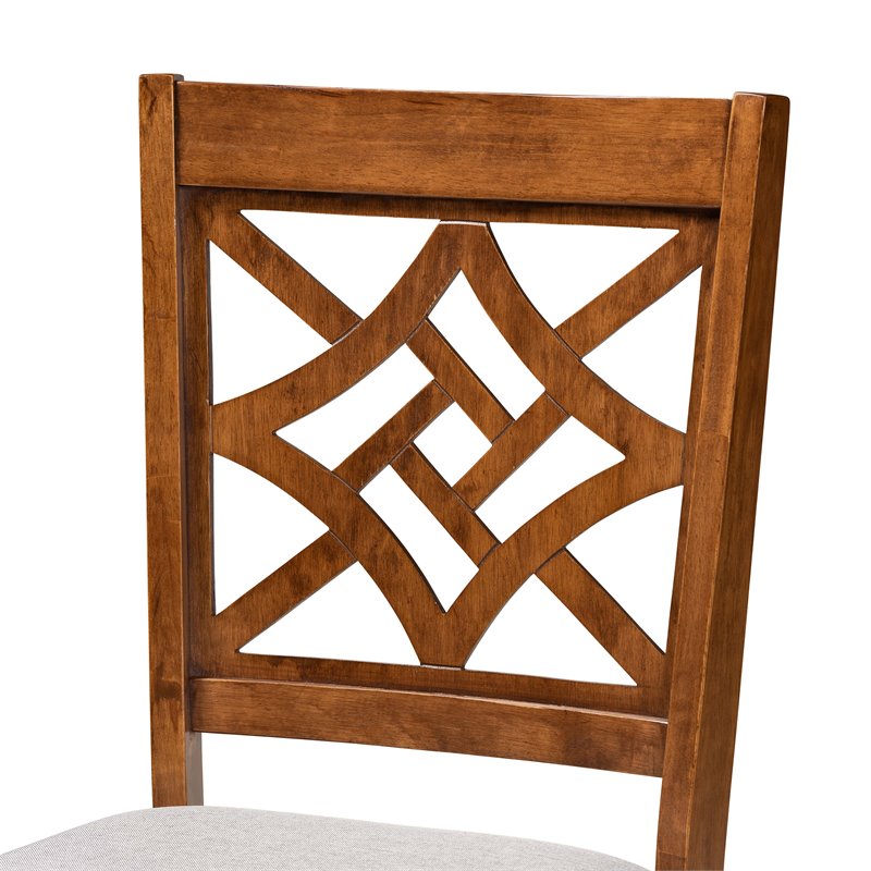Pemberly Row Grey Fabric and Brown Wood 7-Piece Walnut Dining Set
