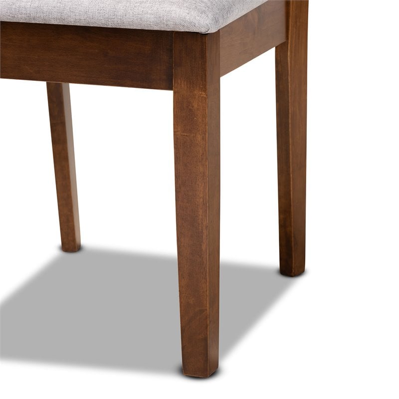 Pemberly Row Grey Fabric and Brown Wood 7-Piece Walnut Dining Set