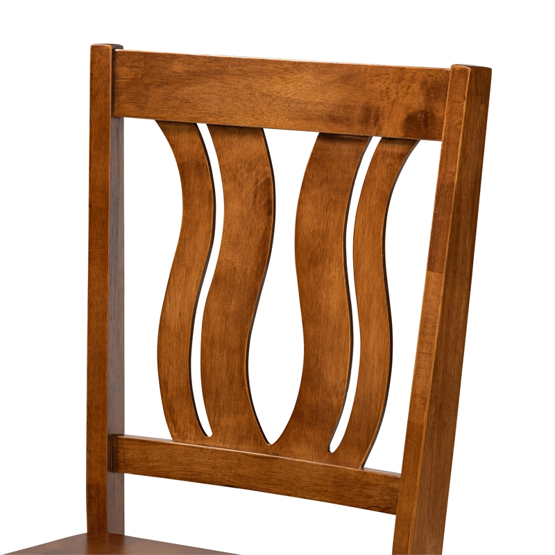 Pemberly Row Walnut Brown 2-Piece Dining Chair Set with Geometric Back Design