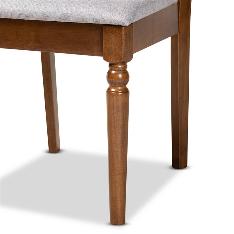Pemberly Row Walnut Wood & Grey Fabric 7-Piece Rectangular Dining Set