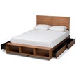 Pemberly Row Full Size Wood Platform Storage Bed with 4 Drawers in Brown