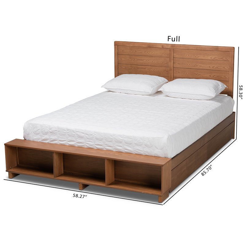 Pemberly Row Full Size Wood Platform Storage Bed with 4 Drawers in Brown